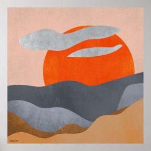 Póster Boho hygge wall art sundown abstract room on