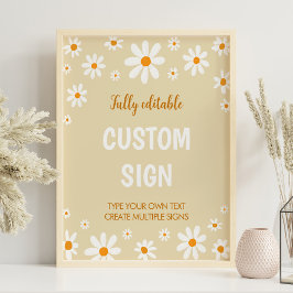 Póster Boho Light Daisy Primer Rótulo Personalizado de cu