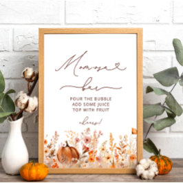 Póster Boho Little Pumpkin Fall Wildflowers Momosa Bar