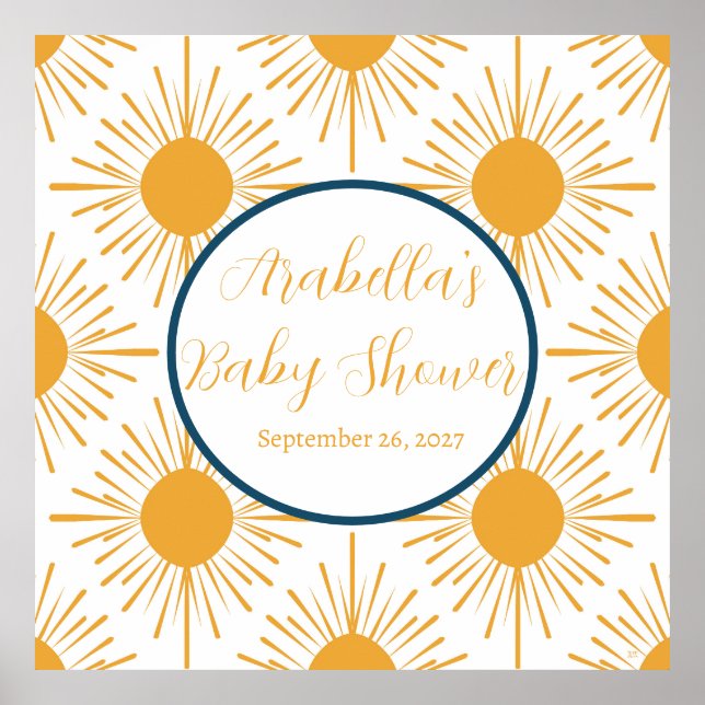 Póster Boho Little Ray de Sun Neutral Baby Shower (Frente)