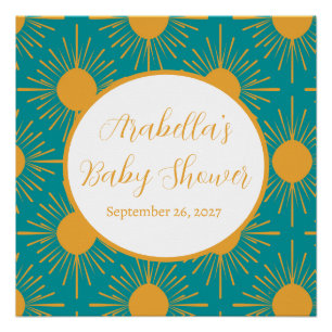 Póster Boho Little Ray de Sun Turquoise Baby Shower