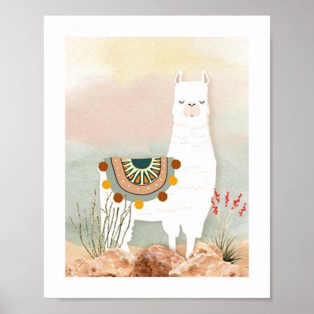 Póster Boho Llama Nursery Poster (Frente)
