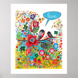 Póster Boho Love Birds