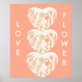 Póster Boho Love Flower Heart