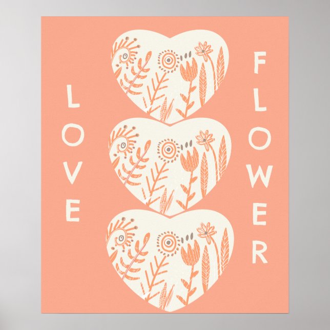 Póster Boho Love Flower Heart (Frente)
