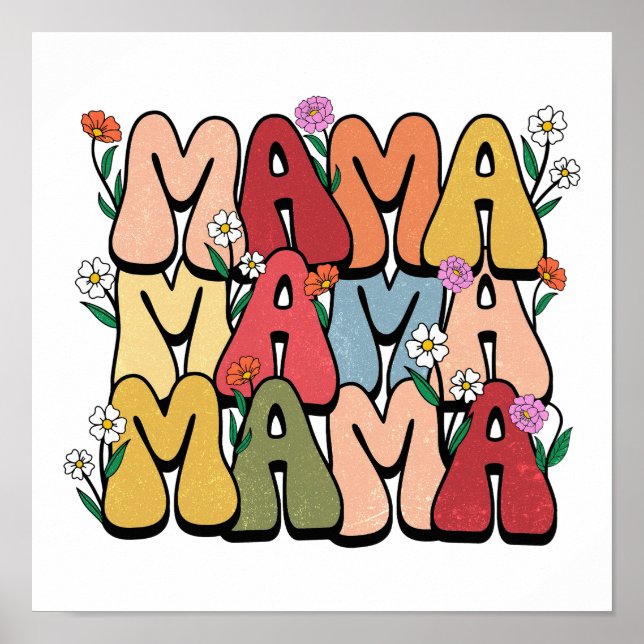 Póster Boho "Mama" Stacked Typography (Frente)