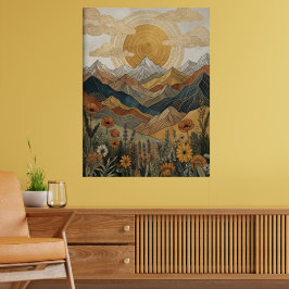 Póster Boho Mandala Solar Celestial Montaña Prado