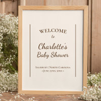 Boho Minimalista Beige Baby Shower Poster de bienv