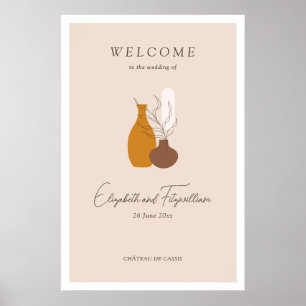Póster Boho Minimalista Vases Boda signo de bienvenida Po