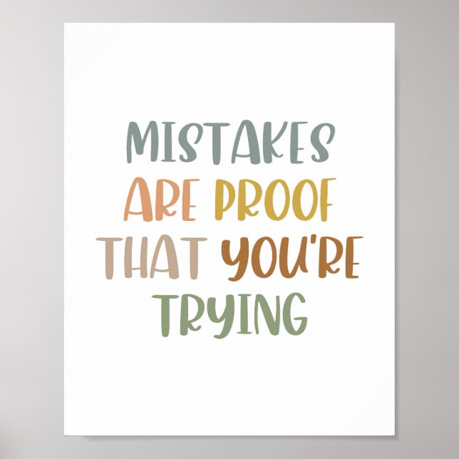 Póster Boho mistakes are proof that you are trying Poster (Frente)