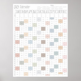 Póster Boho Moda Large 2024 Wall Calendar (Vertical)