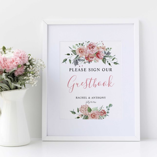 Póster Boho Moda Rótulo Boda de libros Floral Rosa (Subido por el creador)