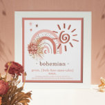 Póster Boho Moda Sol rosa | Definición bohemia arcoiris<br><div class="desc">El arcoiris de moda boho y el sol con estrellas y ramo floral con una flor rosa y hierbas de palmera secas con la definición de la palabra "bohemian" junto con su pronunciación. Diseño compuesto por Holiday Hearts Designs.</div>