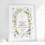 Póster Boho Moda Wildflowers Baptism Bienvenida<br><div class="desc">Moda Boho Flores Silvestres Bautismo Poster De Bienvenida. Elementos coincidentes disponibles.</div>