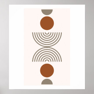 Póster Boho Modern Abstract Geometric Botanical Art