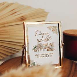 Póster Boho Modern Heart Font Baby Shower Diaper