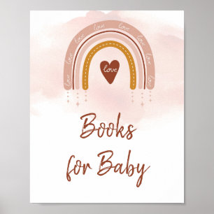Póster Boho moderno Rubor Pink Rainbow Books Para El Rótu