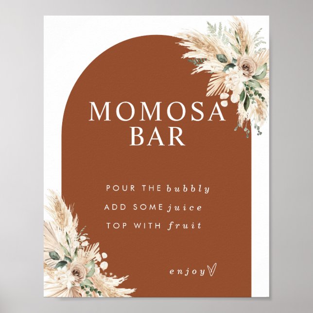 Póster Boho Momosa Terracotta Pampas Grass Bar Poster (Frente)