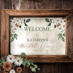 Póster Boho Muted Fall Floral Bridal Shower