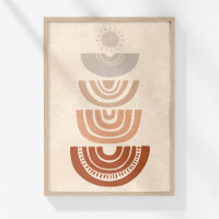 Boho Muted Neutract Abstract Sun and Shapes Art