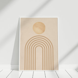 Póster Boho Neutral Peach Terracotta Sun Rainbow