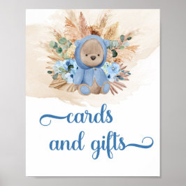 Póster Boho niño tropical teddy tarjetas de oso y signos