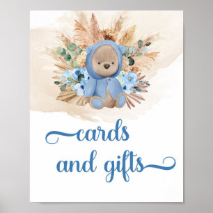 Póster Boho niño tropical teddy tarjetas de oso y signos