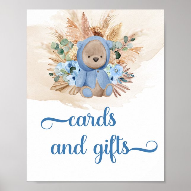 Póster Boho niño tropical teddy tarjetas de oso y signos  (Frente)