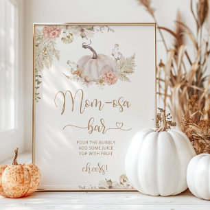 Póster Boho otoño calabaza mamá-osa bar poster