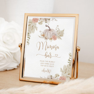 Póster Boho otoño calabaza mimosa bar signo