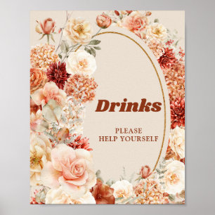 Póster Boho otoño spices naranja bebidas de óxido beige