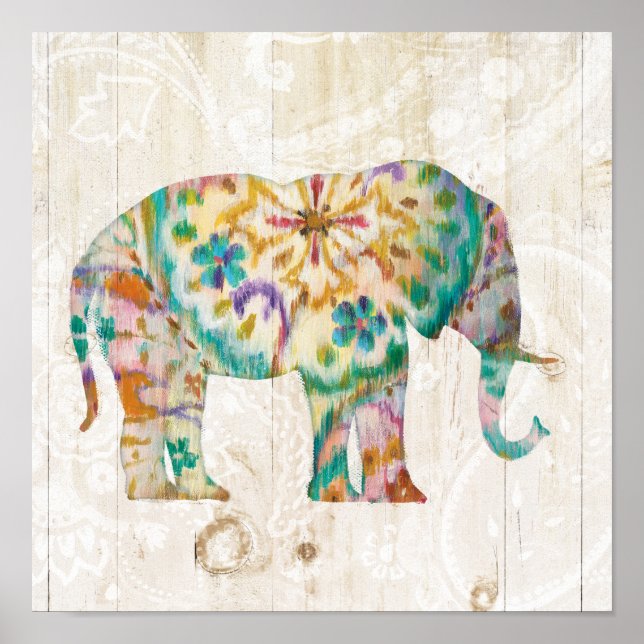 Póster Boho Paisley Elephant I (Frente)