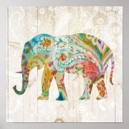 Póster Boho Paisley Elephant II
