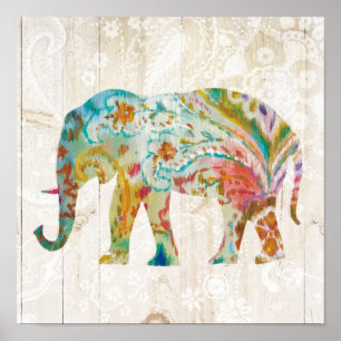 Póster Boho Paisley Elephant II
