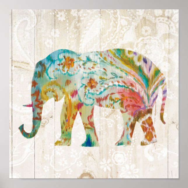 Póster Boho Paisley Elephant II (Frente)