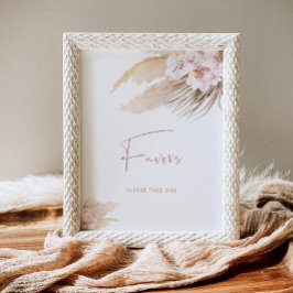 Póster Boho pampas césped bohemio ducha de bebé Favores