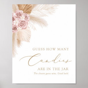 Póster Boho Pampas Grass Adivinan Cuántos Rótulos De Cand