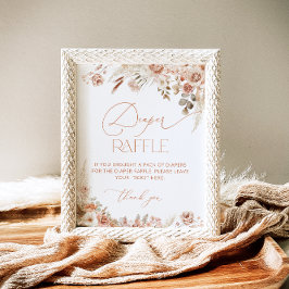Póster Boho Pampas Grass Baby Shower Diaper Raffle