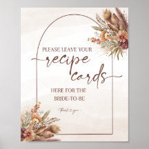 Boho Pampas Grass Recipe Cards Rótulo