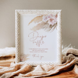 Póster Boho pampas orquídea bohemia rifa de pañales