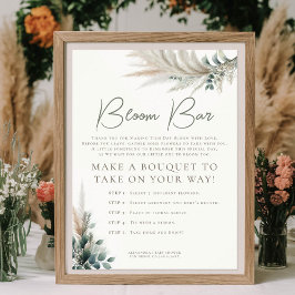 Póster Boho Pampas Sage Green Baby Shower Bloom Bar Rótul