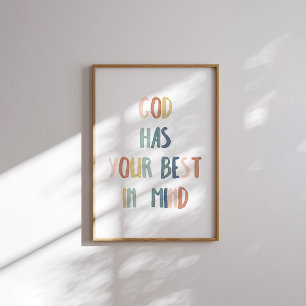 Póster Boho pastel God tiene tu mejor poster en mente