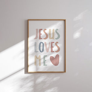 Póster Boho pastel Jesús me quiere imprimir