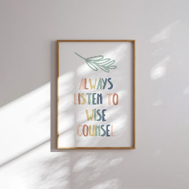 Póster Boho pastel siempre escucha a un poster sabio