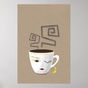 Póster Boho pequeño café africano árabe blanco, parte 4