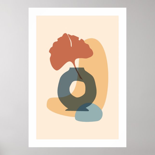 Póster Boho poster con hoja tropical (Frente)