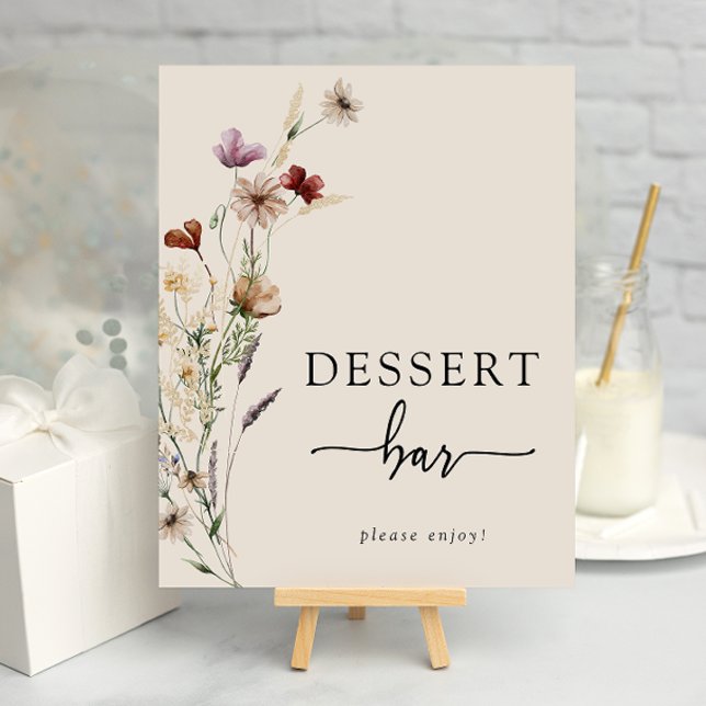 Póster Boho Poster de postres florales (Boho Floral Dessert Poster
)