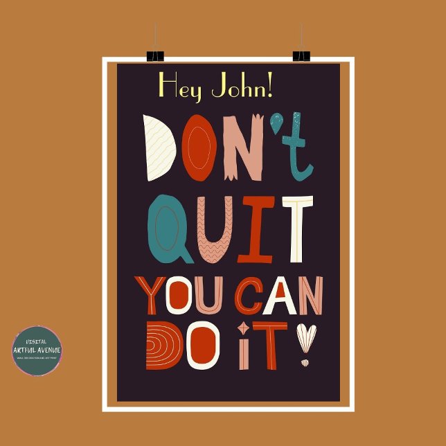 Póster Boho Poster motivacional no deja de hacerlo (Boho Encouragement and Motivational Poster - "Don't Quit, You Can Do It!" Fully customizable by you.)