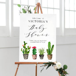 Póster Boho Potted Succulents y Cactus Baby Shower