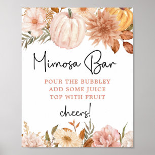 Póster Boho Pumpkin Fall Baby Shower Mimosa Bar